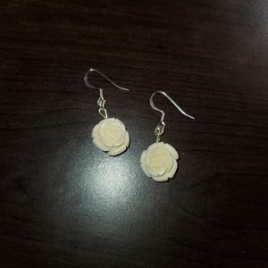 White Rose Earrings